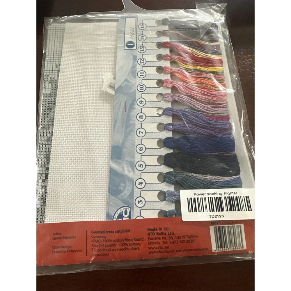 Counted Cross‎ Stitch Kit by RTO ~ Power Seeking Fighter Rooster Bird ~ New